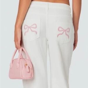 Ashley Mason White Jeans w/ Pink Bow Back Pockets